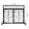 Calidola Large Flat Fireplace Screen with Doors, Wrought Iron Frame