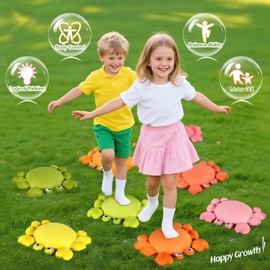 TOPNEW Crab Stepping Stones for Kids, 8PCS Non-Slip Toddler Stepping Stones for Promoting Children's Balance Coordination Skills, Obstacle Courses Sensory Toys Outdoor Indoor Play for Kids 3+