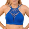 Coobie Halter Neck Criss Cross Plunge Bralette, Cobalt, One Size
