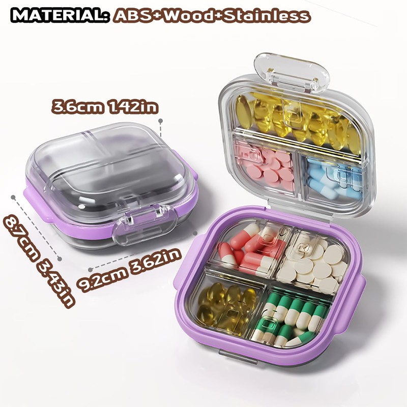 MURRI&MURRDI Pocket Pill Case Box, Pill Dispenser 7 Compartments, Weekly