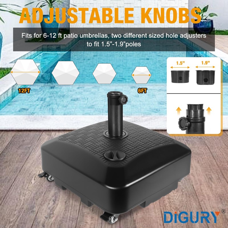 Digury Umbrella Base Outdoor Patio Umbrella Stand with Wheels Fillable