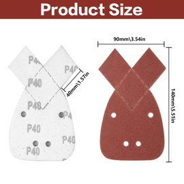 Pack of 40 for Black and Decker Mouse Sandpaper, Grit 40/60/80/120 Mouse Detail Sanding Sheets, Detail Sander, Velcro Sanding Triangles, Sanding Pads, Triangle Sanders