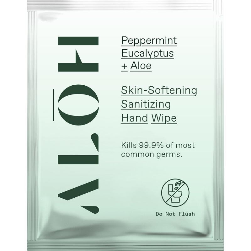 ALOH Peppermint Eucalyptus + Aloe Individually Wrapped Sanitizing Hand Wipes