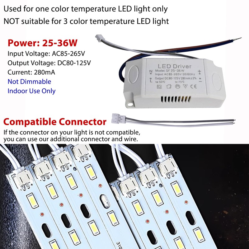 LED Driver 25-36W for Single Color Ceiling Strip Spot Light