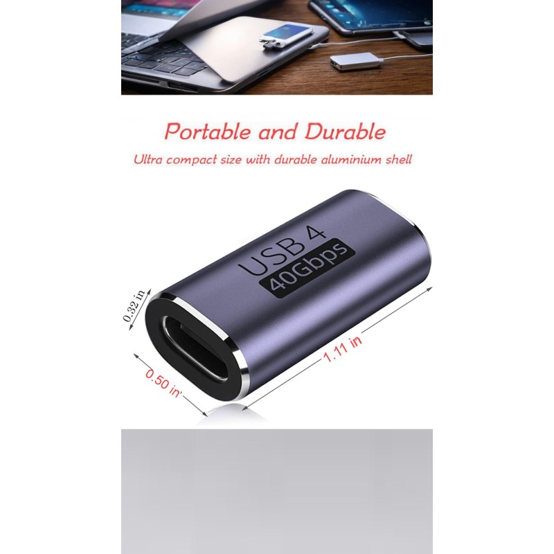 Honwor USB-C Female to Female Adapter, 2-Pack USB Type C