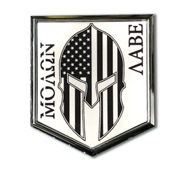 Molon Labe Spartan Domed Chrome Emblem 3D Sticker 2"x 2.25" Come and Take It W2 Molon Labe, Come and take it, Spartan Helmet, USA, Merica