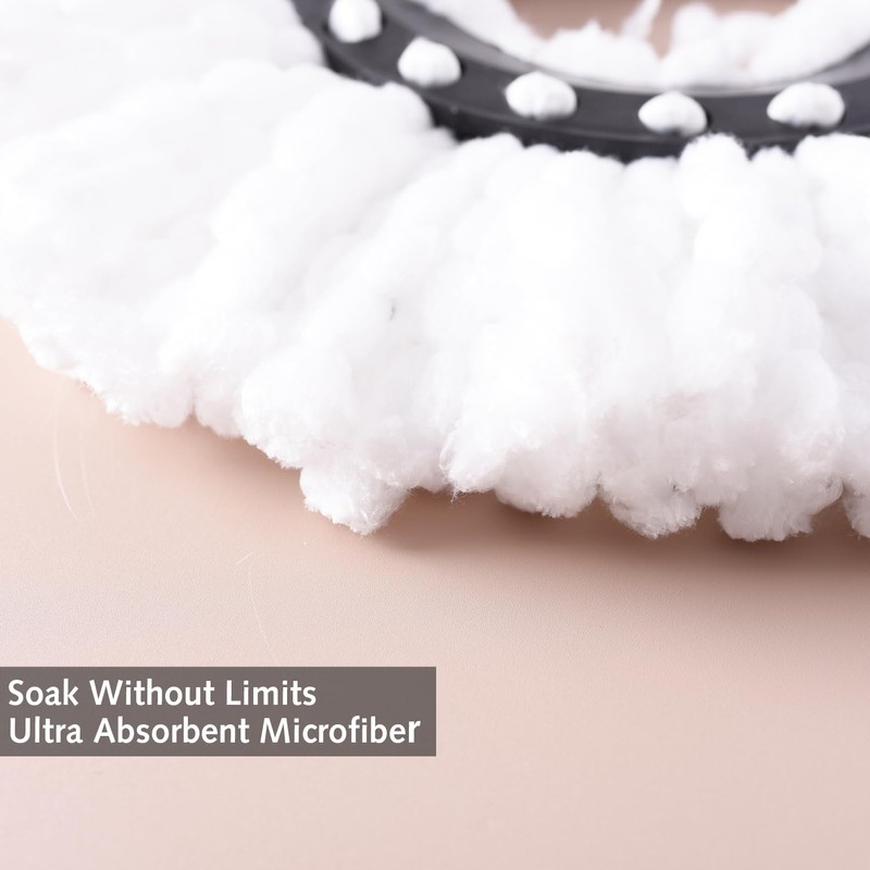 Mop Head for 360° Rotating Round Magic Mop, 2 Pack