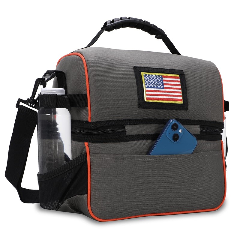 MIER 2 Compartment Lunch Bag Tote with Shoulder Strap for