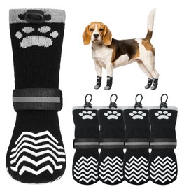 KOOLTAIL Non-Slip Dog Socks for Hot Pavement to Prevent Licking Paws,Dog Grippy Boots&Paw Protector with Reflective Straps, Non Twist Dog Shoes for Hardwood Floors for XS Small Medium Senior Dogs