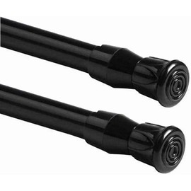 2PCS Tension Rod Window Short Curtain Rod,15.7 to 28inch Small Tension Rods, Adjustable Curtain Extension Closet Tension Rods for Cupboard, Black