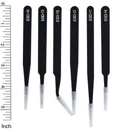 6 Pcs ESD Anti-Static Tweezer Set Tweezers Maintenance Tool Stainless Steel for Cooking Culinary and Medical Beauty Utensils