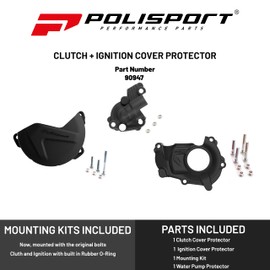 Polisport Clutch and Ignition Cover Protector Kit For Yamaha YZ450F(2018-2024) & WR450F/YZ450FX(2019-2024) - Black