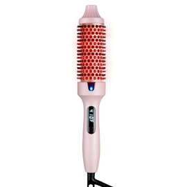 Infrared Thermal Brush, 1.5 Inch Heated Thermal Round Brushes for Blowout Look, 10 Temps, 30s Fast Heating, Dual Voltage (110~240V), Negative Ion Heating Curling lron Brush for Travel, Dry Hair Only