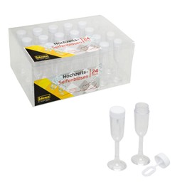 Idena 39143 Bubble Set Champagne Flutes Set of 24 5 ml 9 cm Wedding Bride and Groom Photo Shooting Trellis Stand Valentine's Day