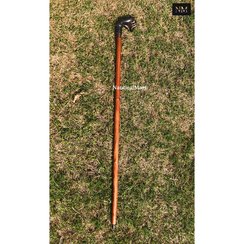 Brass Walking Cane Fisted Walking Stick Fist Cane Carved Walking