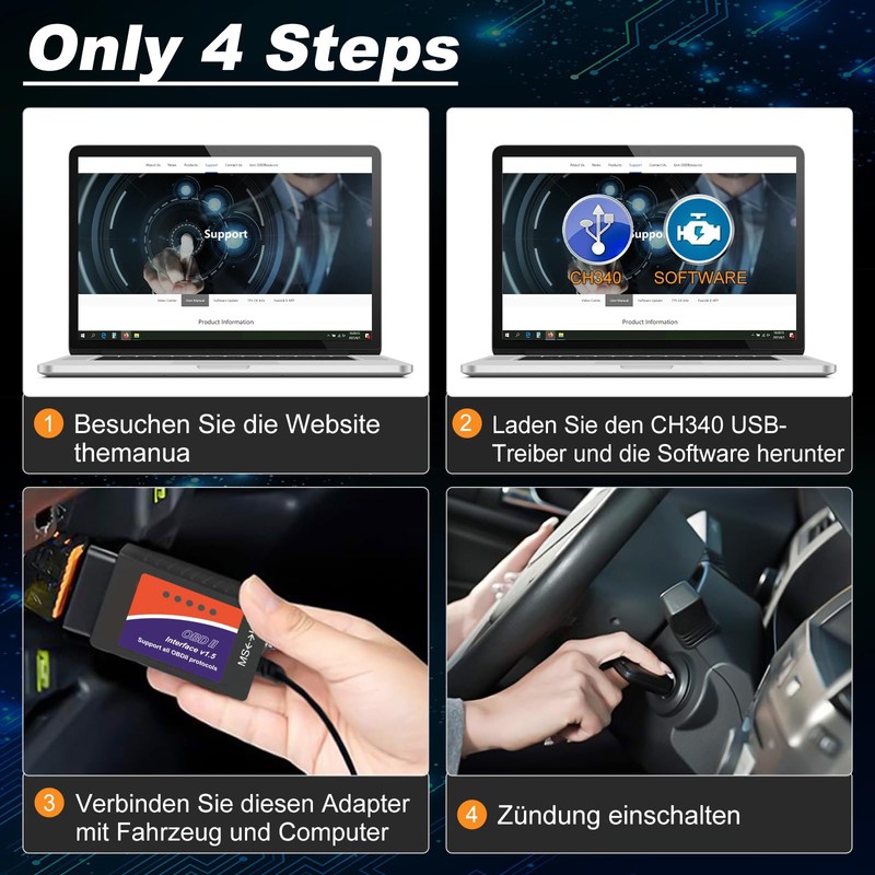 ELM327 USB Adapter OBD2 Scanner for Windows, ELMconfig FoCCCus Diagnostic