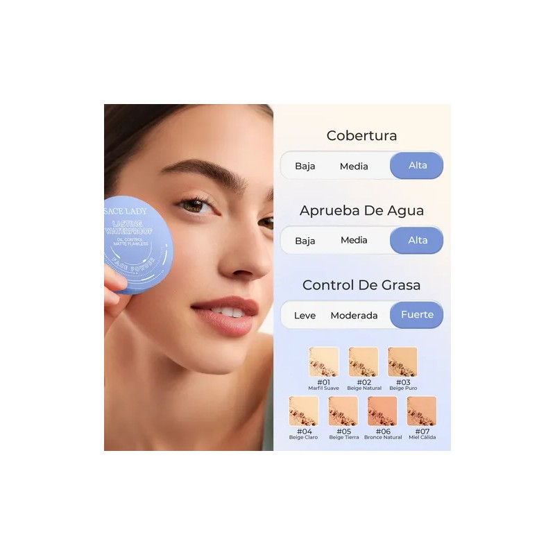 Sace Lady Base De Maquillaje Polvo Compacto Mate 10g