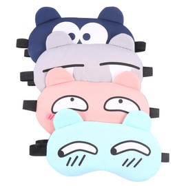 Ipetboom 4 Pcs Sleeping Electric Eye Cover Blindfolds Block Out Light Eye Pillow Eyepatch Airplane Eye Cover Comfortable Eye Cover Cartoon Eye Patch Men and Women Sorrows and Joys To Sleep