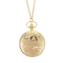 Retro Pocket Watch - Gold Vintage Quartz Pocket Watch Train Pattern Pocket Watch Jewelry with Chain for Women Men Dad Christmas Birthday