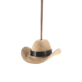 ZIMISI Western Cowboy Hat Car Hanging Ornament, Mini Cowgirl Hat Car Rear View Mirror Charm, Cute Handmade Hats Pendent, Vehicle Interior Country Decoration Accessories for Women Girls (Khaki)