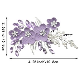 1 PACK Flower Hair Clip, Crystal Pearl Bridal Hair Piece with Rhinestone Floral Design, Wedding Hair Accessories for Prom