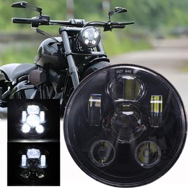 DREAMIZER 5.75 Inch Motorcycle Headlight E-Approved with White Daytime Running Light Angel Eye Amber Indicator Compatible with Harley Indian Scout 60 Road King Street Glide Softail Electra Glide J-eep