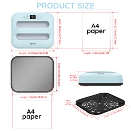 AST&T Heat Press Machine 12" x 10" Portable & Easy Heat Press for T-Shirts, Pillows, Tote Bags & More White (Heat Press Blue)