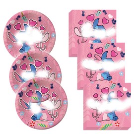 40Pcs Stitch Party Supplies include 20 plates, 20 napkins for the stitch birthday party decoration