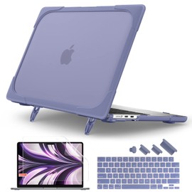 Batianda for M4 MacBook Air 13.6 inch Case 2025 2024 2022 Release Model A3240 A2681 M2 A3113 M3, Heavy Duty Shockproof Protective Hard Shell with Fold Kickstand & Keyboard Cover, Lavender Grey
