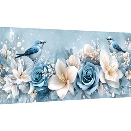Ginfonr DIY Large Diamond Art Kits for Adults, Birds Diamond Painting Accessories, Diamond Art Flower Full Drill, Diamond Painting Adults, Crystal Rhinestone Decoration for Wall Decor, 30 x 80 cm