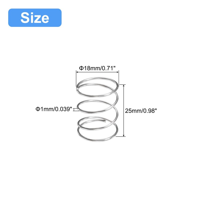 QUARKZMAN Pack of 5 Compression Spring 304 Stainless Steel Compression