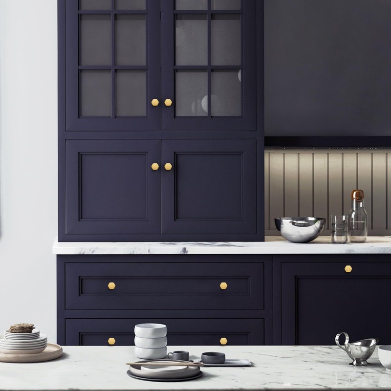 Ravinte 10 Pack Brushed Brass Solid Kitchen Cabinet Knobs Zinc