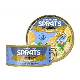 Premium Smoked Sprats in Vegetable Oil – 240g (8.47 oz) x 6 Pack – Rich in Omega-3 & Protein, Delicious Seafood Snack