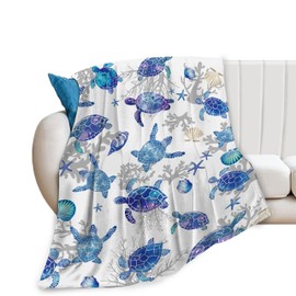 Sea Turtle Blanket Ocean Fleece Throw Blanket Super Soft Warm Cozy Fuzzy Plush Sea Turtle Blanket Gifts for Girls Boys Kids Room Decor 40"X50"