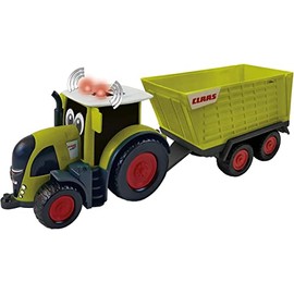 Happy People L&S 34541 Claas Kids Axion 870 Tractor and Trailer Cargos 750 with Light and Sound, Green