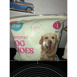 PitPet Waterproof Red/Black Dog Shoes Set 4 Adjustable Straps Relective Size 1