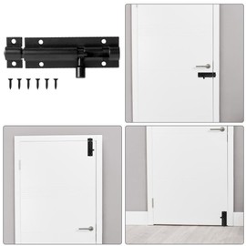 Riisoyu Pack of 4 Stainless Steel Security Door Bolts, Lockable Deadbolt Lock, Small Door Bolt, Stainless Steel Door Locks with 24 Screws, Sliding Door Lock, Sliding Bolt for All Interior Doors, Black