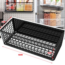 LIFEFAN Magnetic Basket Fridge Large Magnetic Pen Holder Whiteboard Metal Wire Basket Storage Item Organizer (Large Black)