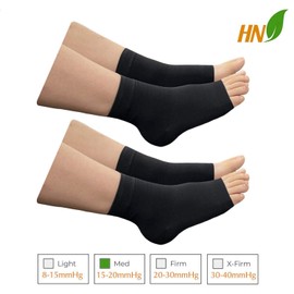 HealthyNees Ankle 15-20 mmHg Compression Leg Foot Swelling Wide Open Toe Sleeve (2 Pairs Black, 2X-Large)