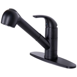 Matte Black Kitchen Faucet with Pull Out Sprayer, Small Single Handle Stainless Steel Low Pull Down Kitchen Faucet for Laundry RV Bar Outdoor 1 or 3 Hole