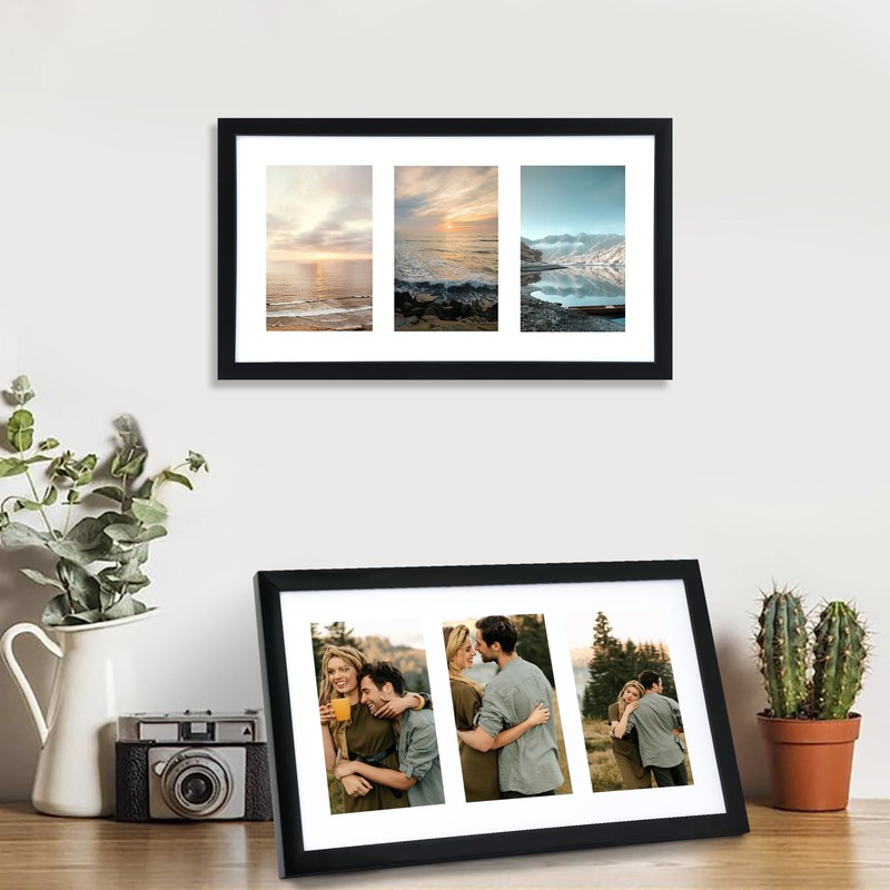 Fixwal 8x14 Collage Picture Frame with Three Openings for Displaying