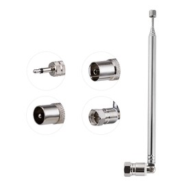 POBADY FM Telescopic Radio Antenna Kit 75 Ohm F Type Male Connector,DAB Radio Antenna with 7 Sections 75.5CM/29.7IN for TV AM FM Radio Stereo Receiver