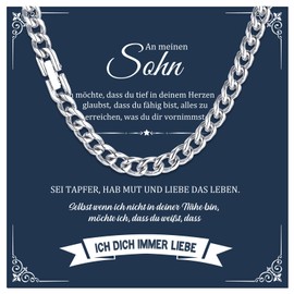 XUANPAI Son Gifts Necklace Men's Silver – An My Son Chain Cuban Stainless Steel Chains Hip-Hop Necklace for Men Boys Birthday Gift for Son 6 mm 50 cm, Stainless Steel