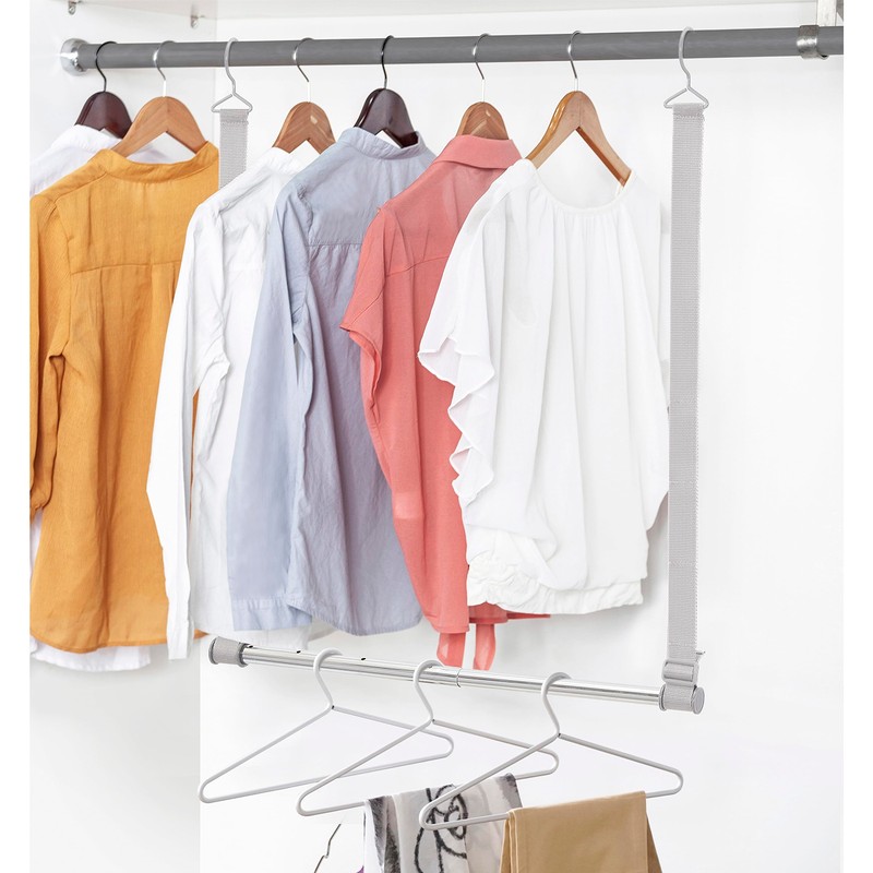 STORAGE MANIAC Hanging Closet Rod, Adjustable Width and Height Closet