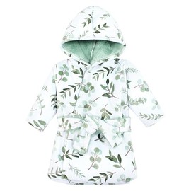 Hudson Baby Unisex Baby Mink with Faux Fur Lining Pool and Beach Robe Cover-ups, Eucalyptus, 12-18 Months