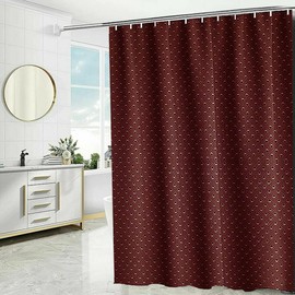 Householdfurnishing Super Quality Waterproof Polyester bathroom Shower Curtains with hook (Burgundy, 180X180cm)