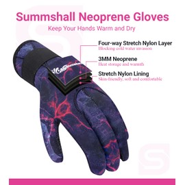 Wetsuit Gloves Neoprene Scuba Diving Gloves Surfing Gloves 3MM 3MM for Men Women, Thermal Anti Slip Flexible Dive Water Gloves for Spearfishing Swimming Rafting Kayaking Paddling