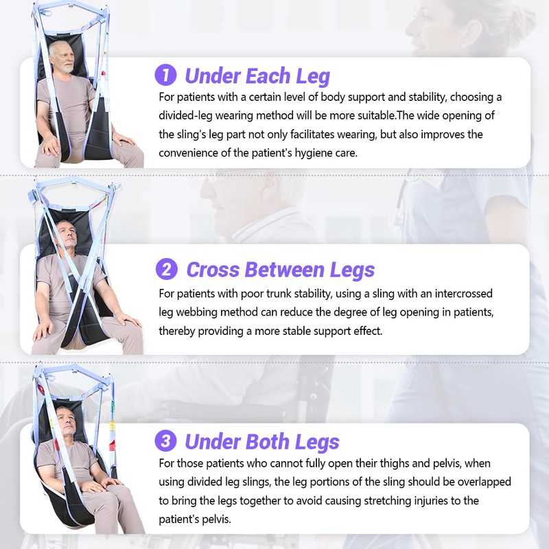 EZHOISLING Universal Divided Leg Sling with Head Support – Padded