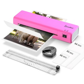 90 Seconds Fast preheat,SpeedLami 4 in 1 Laminator Machine,Home laminator,A4 Laminating Machine Hot & Cold with Paper Trimmer & Corner Rounder,9 Inch Thermal Laminator Machine for Home Office (Pink)