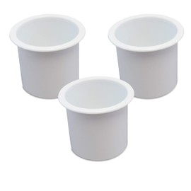 3 Cup Holder Plastic Pocket Recessed Drop in Insert Universal for Boat RV Car Truck Sofa Game Table Marine Pontoon Motorhome Camper White